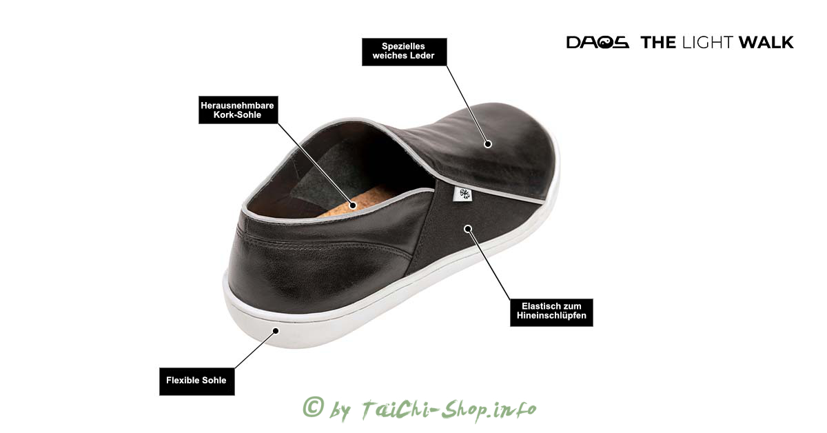 Tai Chi Barfußschuh DAOS 43 schwarz / weiße Sohle